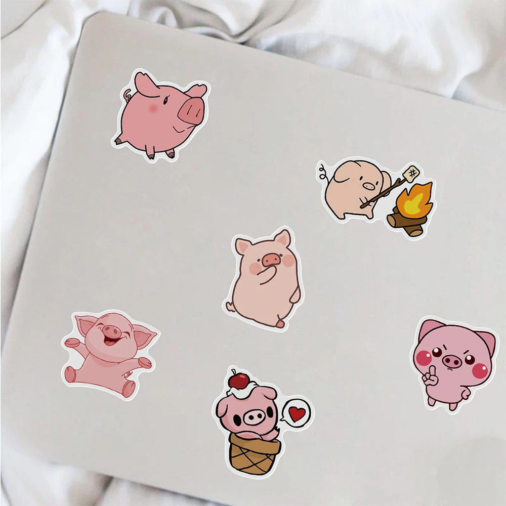 10/30/50/100PCS Kawaii Pink Pig Cute Stickers Cartoon Animal Decals DIY Toy Skateboard Laptop Phone Suitcase Helmet Kids Sticker