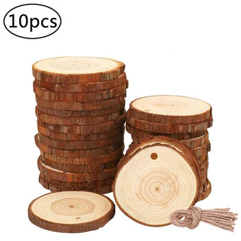 10pcs fette di legno di natale decorazioni artigianali fai-da-te dischi di legno festa di compleanno carte da tavolo per bambini matrimonio decorazione natalizia regali Tag