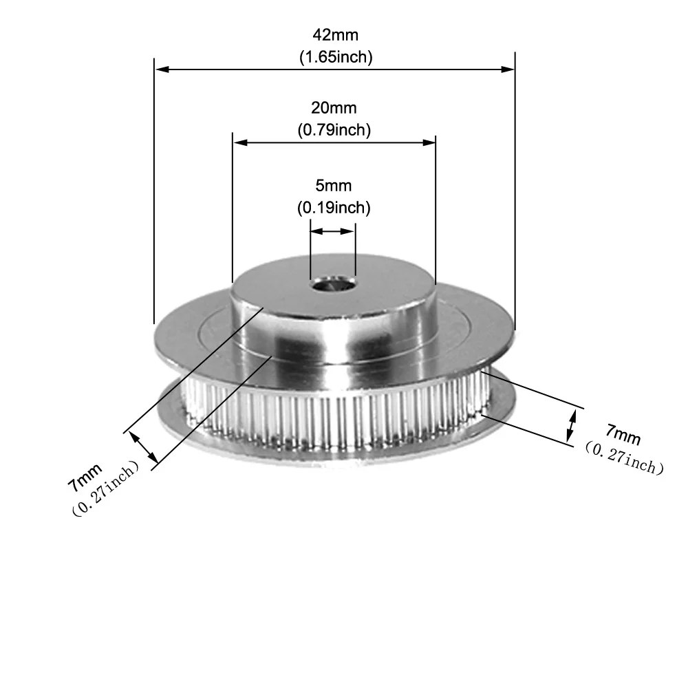 2Kit 2GT Synchron Rad 20 & 60 Zähne 5mm Bohrung Aluminium Timing Pulley mit 2 stücke Länge 200mm breite 6mm Gürtel (20-60T-5B-6)