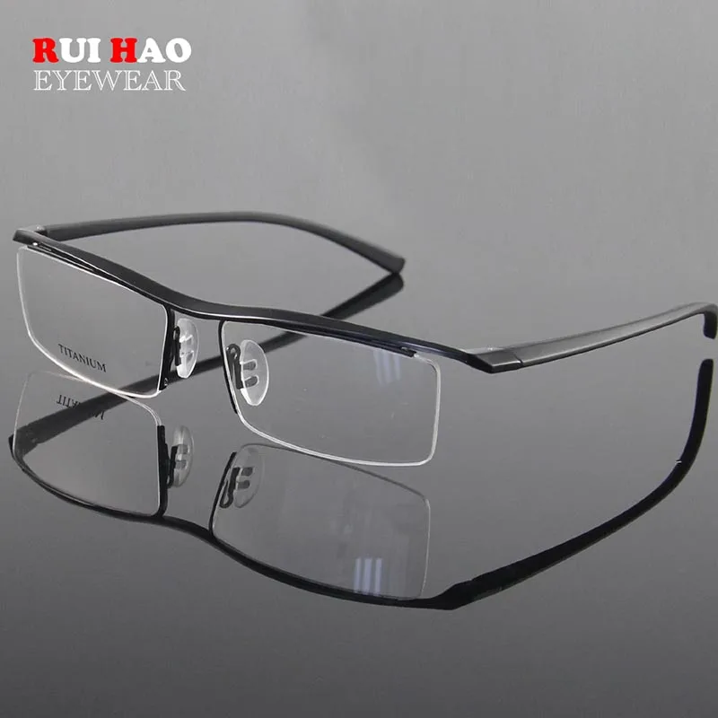 Pure Titanium Glasses Frames With TR90 Temple Classic Business Eyeglasses Men Myopia Half Rimless Optical Eyeglasses Frame