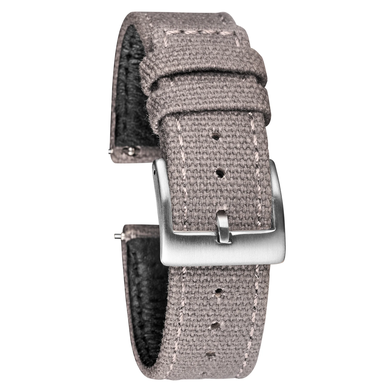 Hemsut Canvas Watch Bands Quick Release Grey  Two Pieces Fabric Watch Straps Heavy Duty Buckle 18mm 20mm 22mm