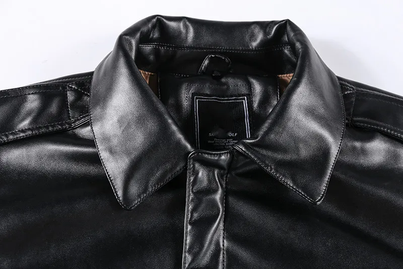 Men\'s Winter Thick Bomber Flight Leather Jacket Male Skin Biker Motorcycle Outwear Coats Soft Air Force Pilot Leather Jackets