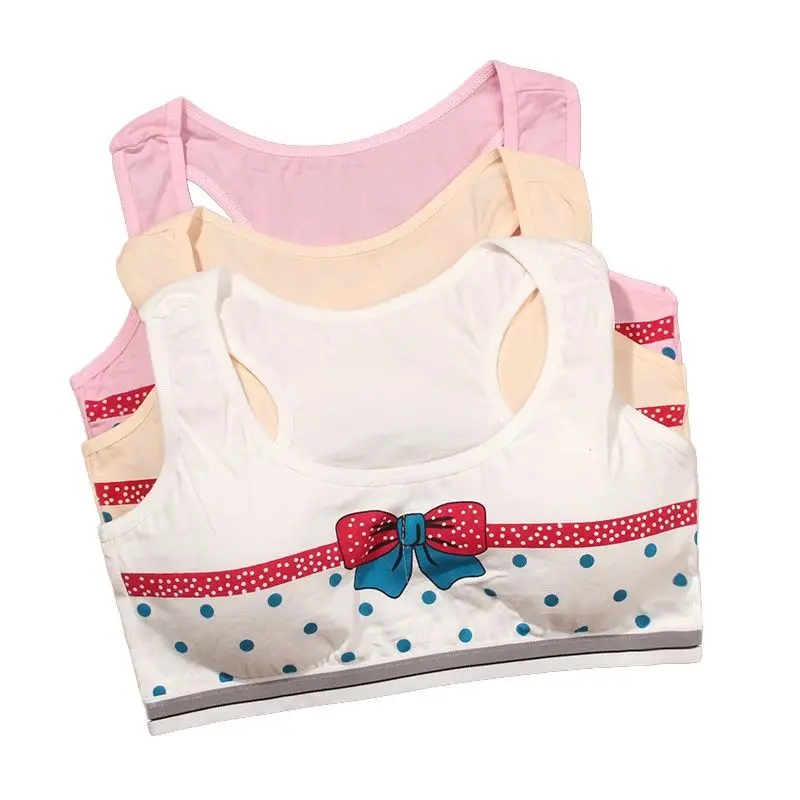 

5pcs/lot Kids Small Bra Cutyome Developmental Students Push Up Training Bras Cotton Padded Lovely Bowtie Teenage Girls Underwear