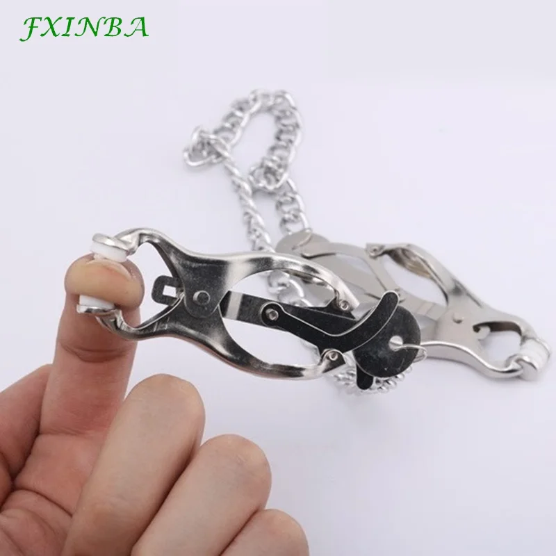 FXINBA 1 Pair Stainless Nipple Clamps Chain Bdsm Breast Nipple Clips Adults Sex Toys For Woman Nipples Stimulator Adult Games