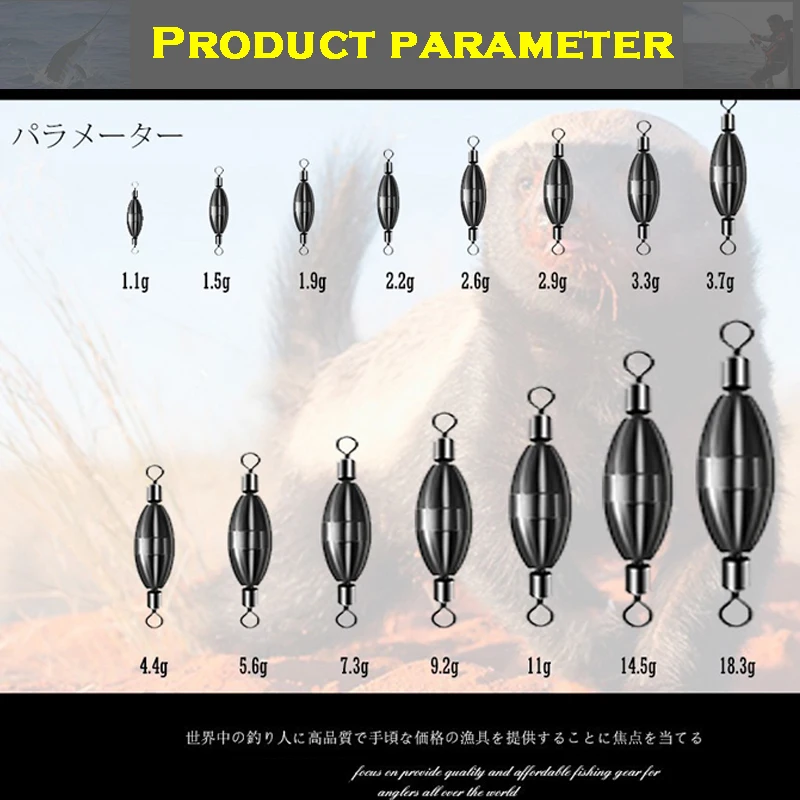 Lesd Brass Fishing Weight Sinker, Fishing Tackle, Fising Sinker, Replacement Swivel and Fixed, 5 PCs/Lot, Fishing Accessories