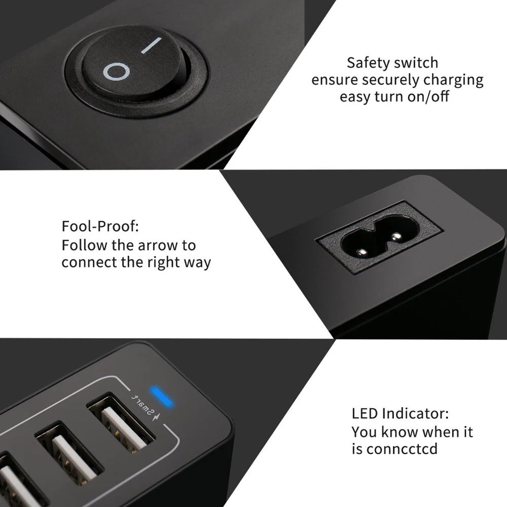 60W 10Port USB Charger Mobile Phone Charge for iPhone iPad Kindle Samsung Xiaomi Charging Station Dock Multi USB Charger Desktop