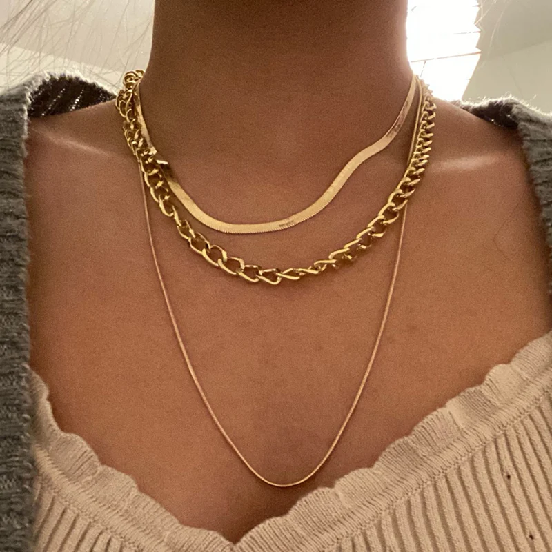 Multilevel Elegant Gold Snake Pendant Jewelry For Women Fashion Wedding Geometric Twist Chain Choker Necklaces N0277