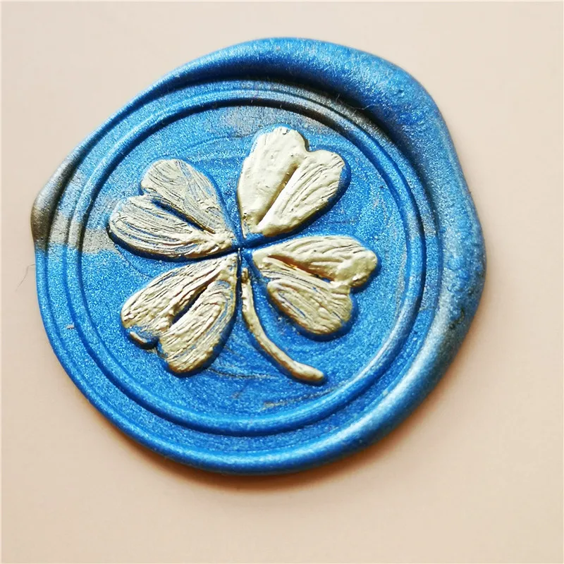 Four Leaf Clover Wax Seal Stamp Four Leaf Clover Sealing Wax Stamp Kit Four Leaf Clover Wax Stamp Custom Initial Date Wedding In