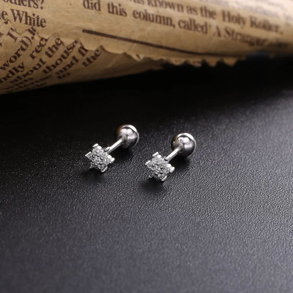 SHADOWHUNTERS-أقراط من الفضة الإسترليني والزركون للنساء ، أقراط صغيرة ، 925 فضة استرلينية ، زركونيا مكعبة ، زركونيا ، زركونيا ، على شكل زهرة ، لعظام الأظافر ، بالجملة #3