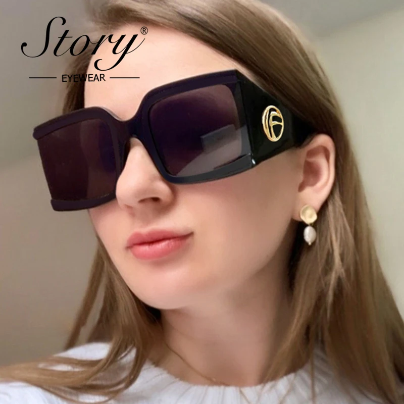 

Story fashion Oversized Square Sunglasses women 2020 brand designer Luxury retro rivet leopard eyewear gafas de sol S95204YD