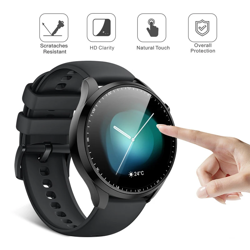 Tempered Glass+Case for Huawei Watch 3 46mm Bumper Shell Matte PC All Around Protector cover Huawei Watch 3 Pro Screen Protector