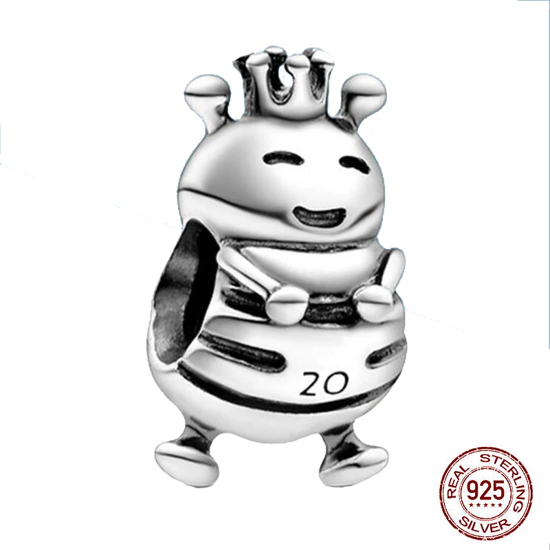 

New 925 Sterling Cute Crown Bee Beads Fit Original Pandora Charm Bracelets Necklace For Women DIY Jewelry