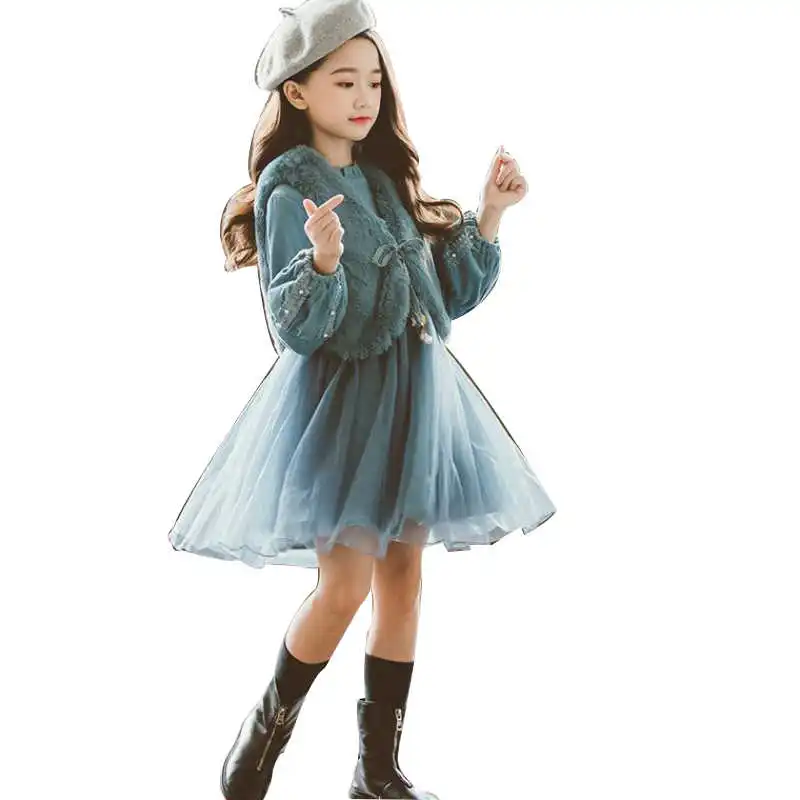 Elegant Autumn Dress Princess Long Sleeve Tutu Dress Children Birthday Party Clothing Kids Spring Dresses For 10 Years Old Girls