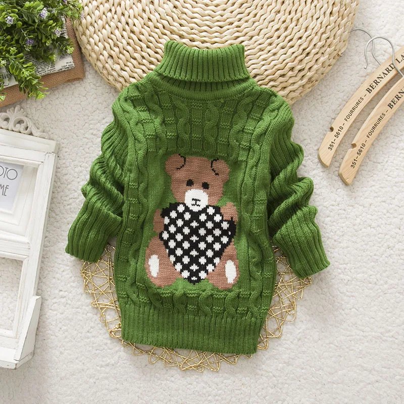 Baby Girl Boy New Sweaters Autumn Winter Children Cartoon Jumper Knitted Pullover Turtleneck Warm Outerwear Kid Casual Clothing