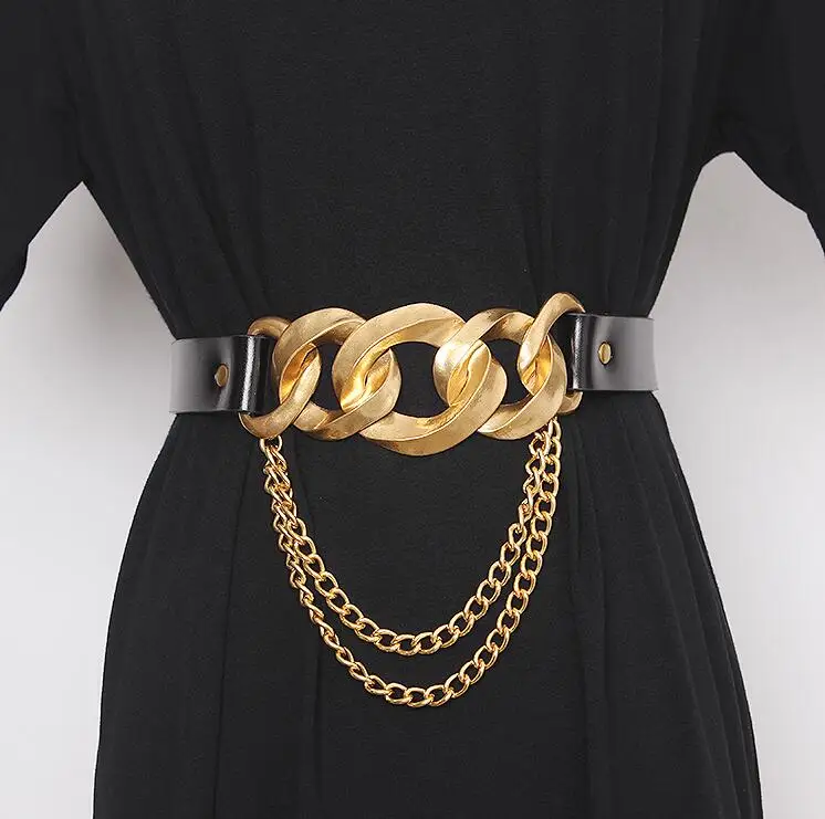 Women's runway fashion genuine leather metal buckle Cummerbunds female dress Corsets Waistband Belts decoration wide belt R2930