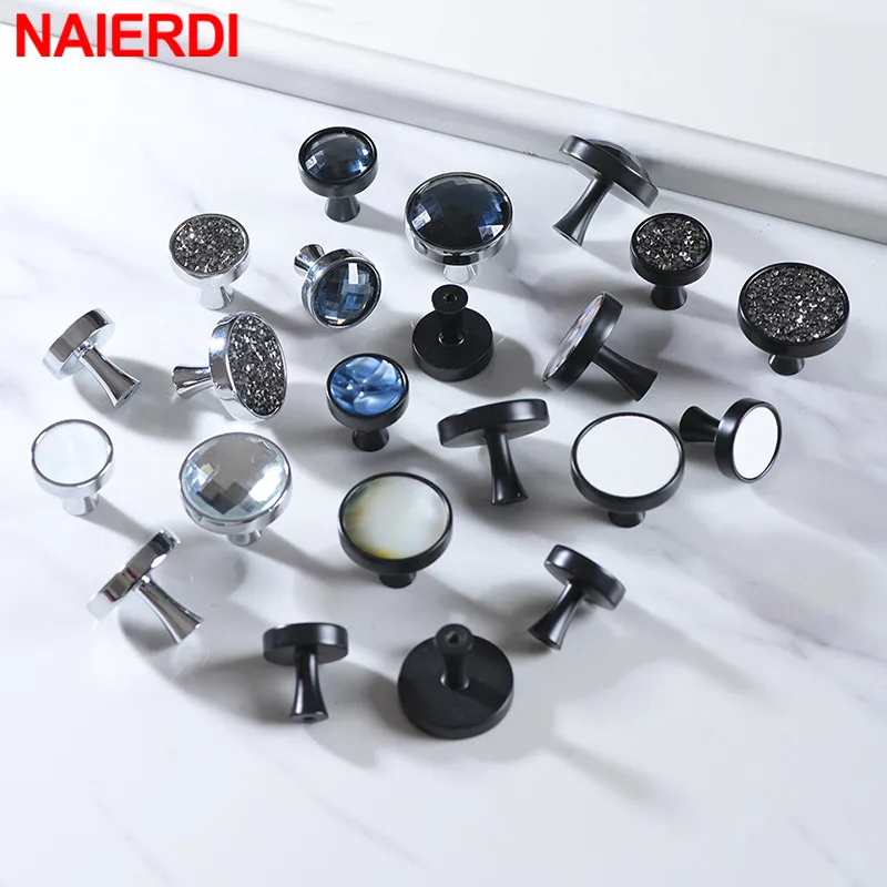 NAIERDI Crystal Cabinet Knobs Zinc Alloy Wall Hooks Hanging Hooks Furniture Handles Kitchen Cupboard Drawer Pulls Hardware