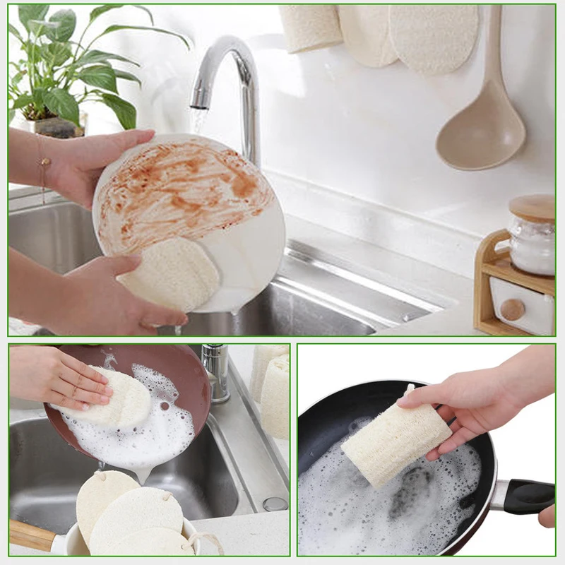 Floristic Dishwashing Natural Luffa Sponges With Utensils For Kitchen Gadget Dishes Eco Friendly Products Scourer Zero Waste New