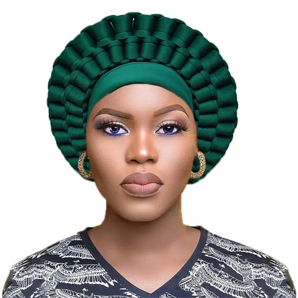 

Box Design Headtie African Women Auto geles Femele Turban Cap Soild Color Nigeria Head Wraps Bonnet