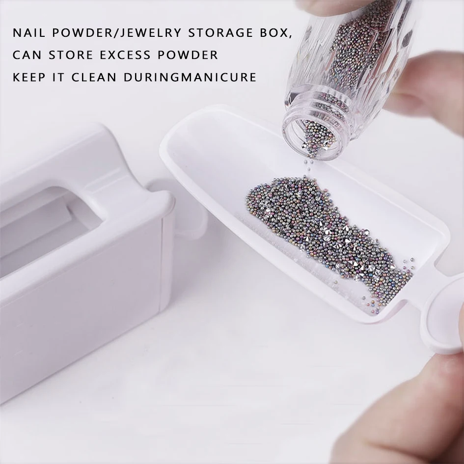 1szt Nail Glitter Powder Recycling Container Organizer Dwuwarstwowe pudełko do przechowywania paznokci Przenośne narzędzie do manicure Plastikowa taca Nail Art