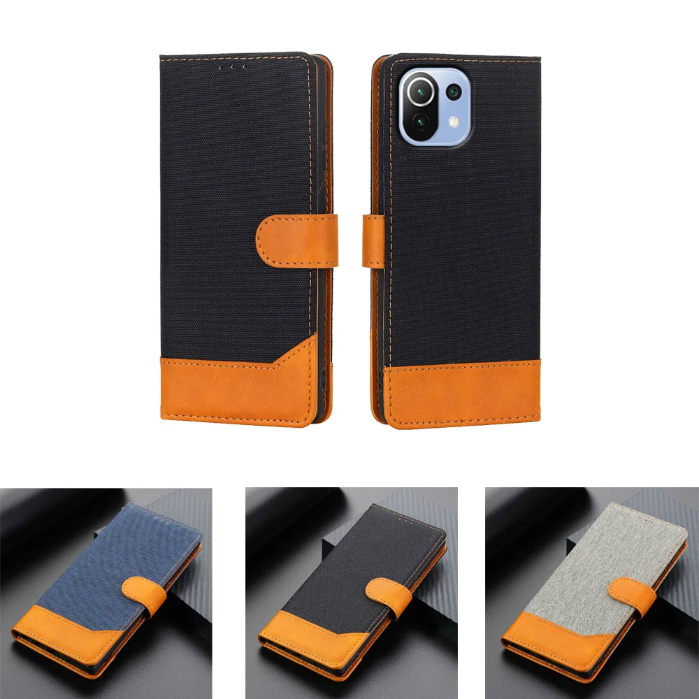 

New Cloth Grain Leather Case For Xiaomi Mi 11 Lite Cover Wallet Capas Book Stand Cases for Xiaomi 11 Lite 4G 5G Phone Case Etui
