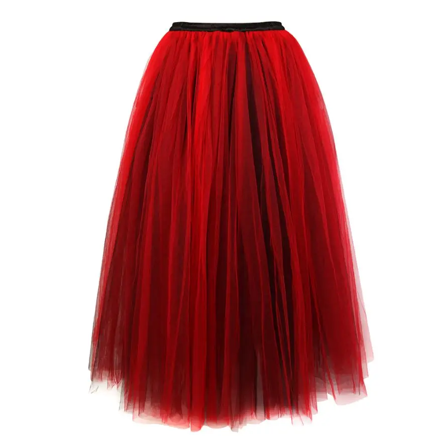 Women Multilayer Sexy Chiffon Mesh Tulle Pleated Long Skirt Victorian Retro Multicolor Fluffy Fashion Skirt Ball Gown Plus Size