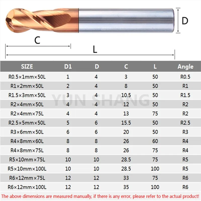 Fräsen Cutter HRC55 Wolfram Stahl 2 Flöte Ball End Fräsen Cutter Runde Kopf Sphärische Legierung Beschichtung Cnc Ball Cutter