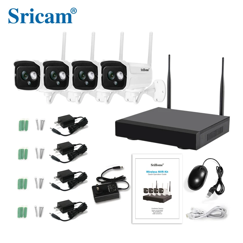 Sricam NVS001 Outdoor 4/8CH IP Wifi Camera Kit 3.0MP Waterproof Video Surveillance CCTV Bullet Cam Wireless NVR Security System