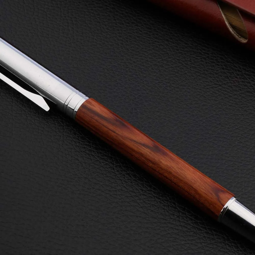 High Quality 200 Wood ball point Pen Sandalwood Stainless Steel Rollerball Pens Business Office School Supplies Writing Ink Pens image 5