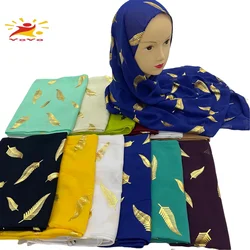 Écharpe Hijab en Mousseline de Soie pour Femme, Mode Musulmane, Foulard de Sauna, Rond, Islamique, Long Châle, Pashmina