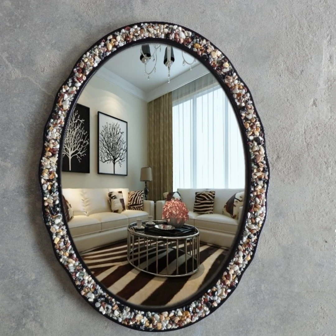 Mediterranean Style Oval Bathroom Mirror Living Room Decoration