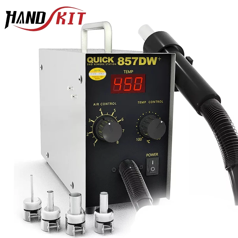 QUICK 857DW Heat Guns Digital Display Soldering Station Temperature Control Hot Air Gun Portable Home Electronics Repair Tools