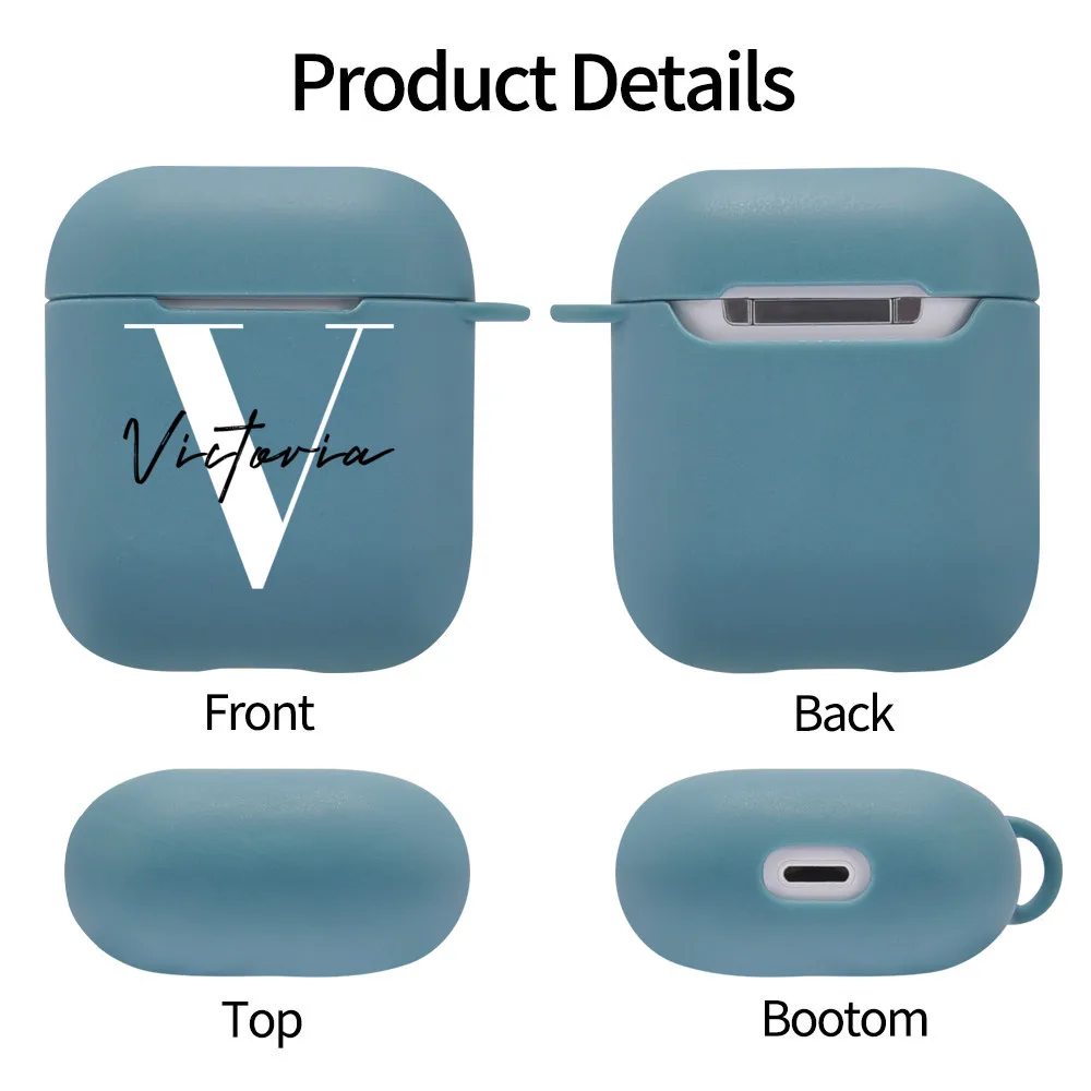 Aanpassen Voor Airpods 2 Case Leuke Naam Initialen Brief Voor Air Pod Silicone Luxe Cover Funda Airpods Case Oortelefoon Accessoires