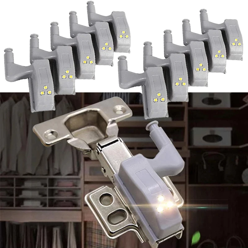 12pcs LED Inner Hinge Lamp Under Cabinet Light Universal Wardrobe Sensor Light Lamps Cupboard Closet Kitchen Bedroom Night Light