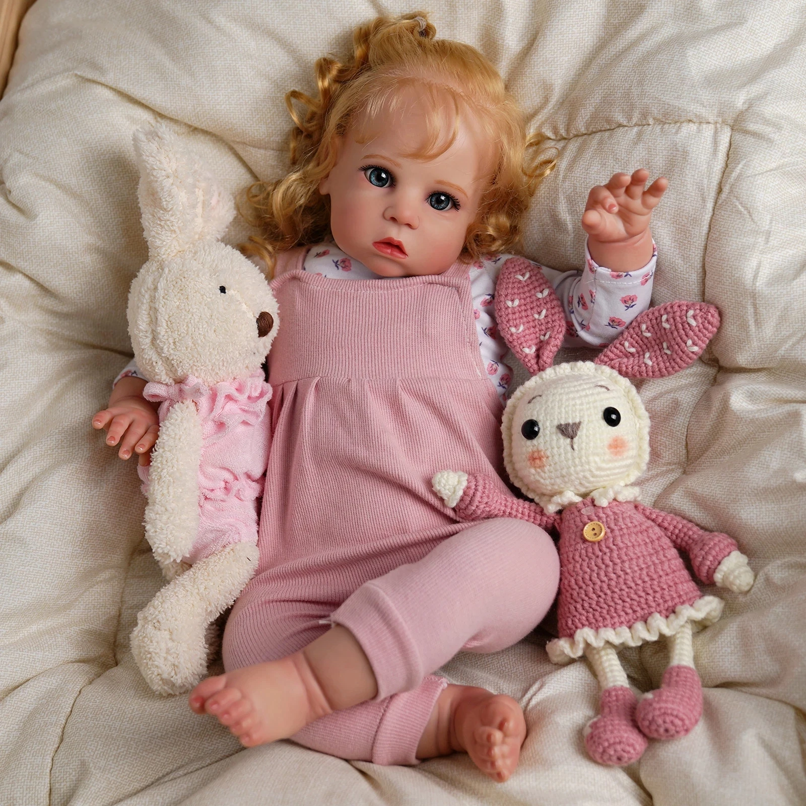 FEELWIND 24Inches for Artist Realistic Christmas Gift Vinyl Reborn Baby Vanessa Blank Kit Unpainted Doll Toy Alive for Children