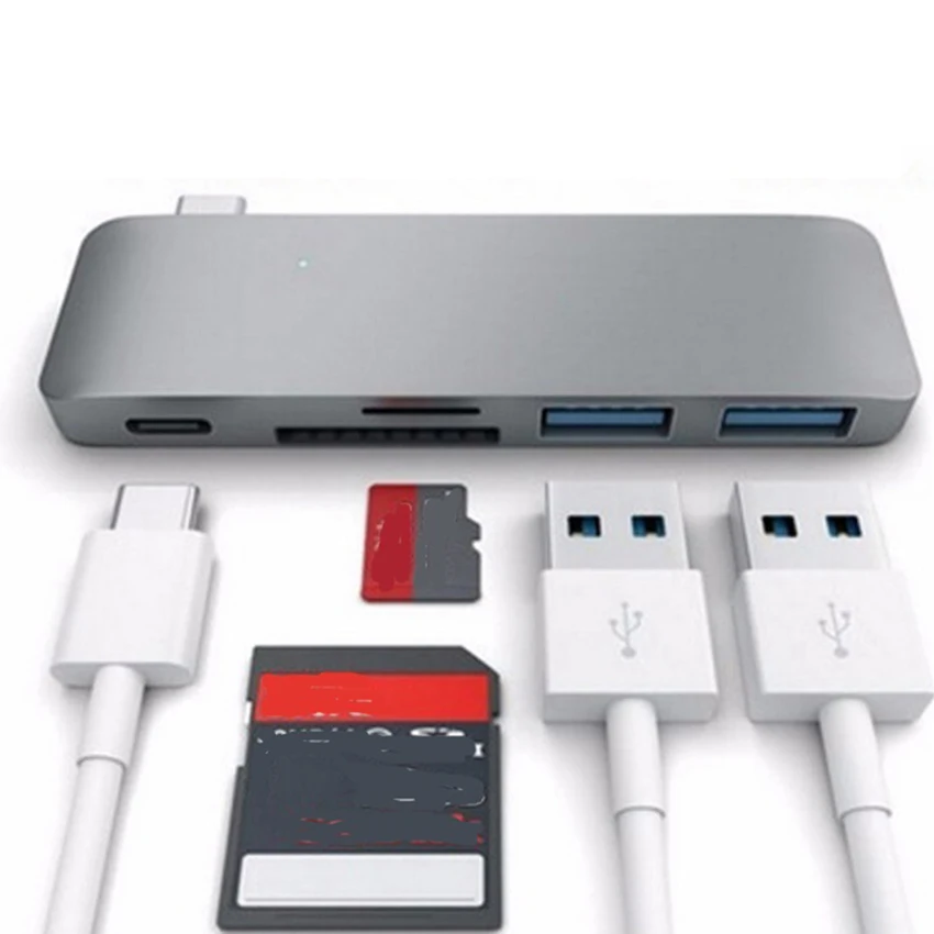 5 In 1 USB-C Hub Type-C To USB 3.0+PD+SD+TF Card Reader Hub, USB 3.0 Ports Power Hub, Multifunctional Notebook Type-C Dock