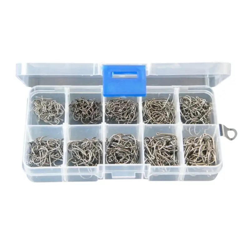 2021 500pcs Ten Grids Coating High Carbon Stainless Steel Carp Fishing Hooks Pack with Retail Original Box Angling Hook Tackle