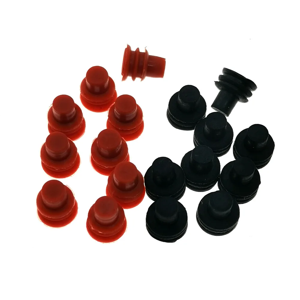 Connector waterproof ring,seal plug,full core solid 6mm(Black),5.5mm(Red) Silicone sheath,seal head for car