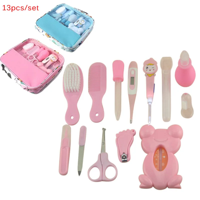 13pcs/Set Multifunction Healthcare Accessories Newborn Baby Kids Nail Hair Health Care Thermometer Grooming Brush Kit