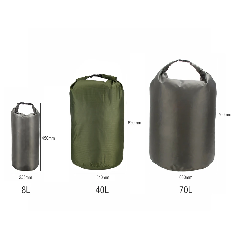 Sac à dos sec étanche 8l/40l/70l, pour l\'extérieur, sac de natation, seau, Trekking en rivière, Rafting, kayak, sac de rangement pour vêtements de