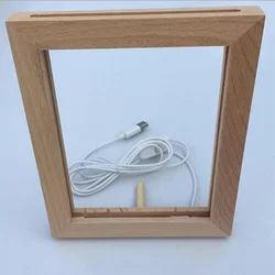 Creative DIY Wooden Photo Frame LED Night Light 3D Carving Beech Luminous Acrylic Crystal Decoration Customization LED 09