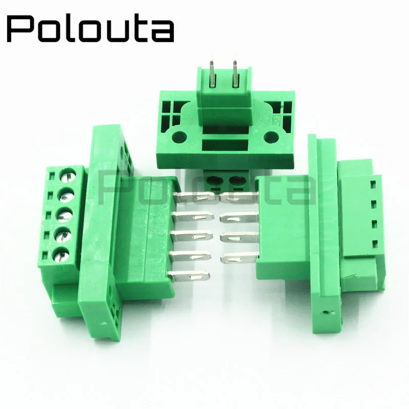 5 Pcs/set Through-wall Terminal KF2EDGWB-3.81 Pluggable Type With Ear Screw Fixed 2-12P Male Needle Electronic Components