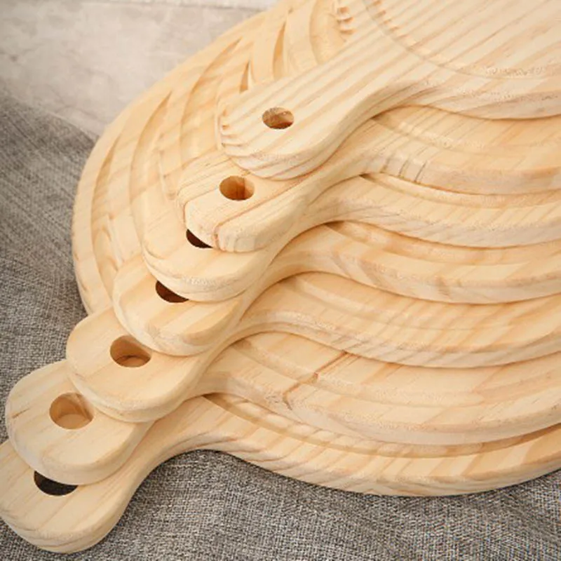 1 Pcs Wooden Pizza Paddle Cheese Serving Tray Plate Cutting Chopping Board Round Wooden Pizza board Pizza Stone Cutting Board