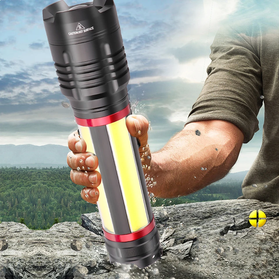 XHP90 Built in Battery Camping Led Flashlight Usb Charging Stretch Zoomable Powerful Rechargeable Powerbank Torch Lantern