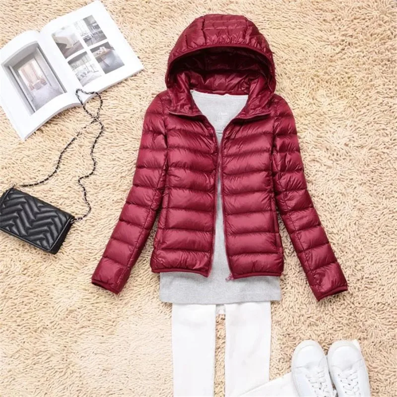 Ultra-light Plus Size 8XL Thin Down Jacket Women 2019 Autumn Winter Slim Short Hooded Warm White Duck Down Coat Ladies Outerwear