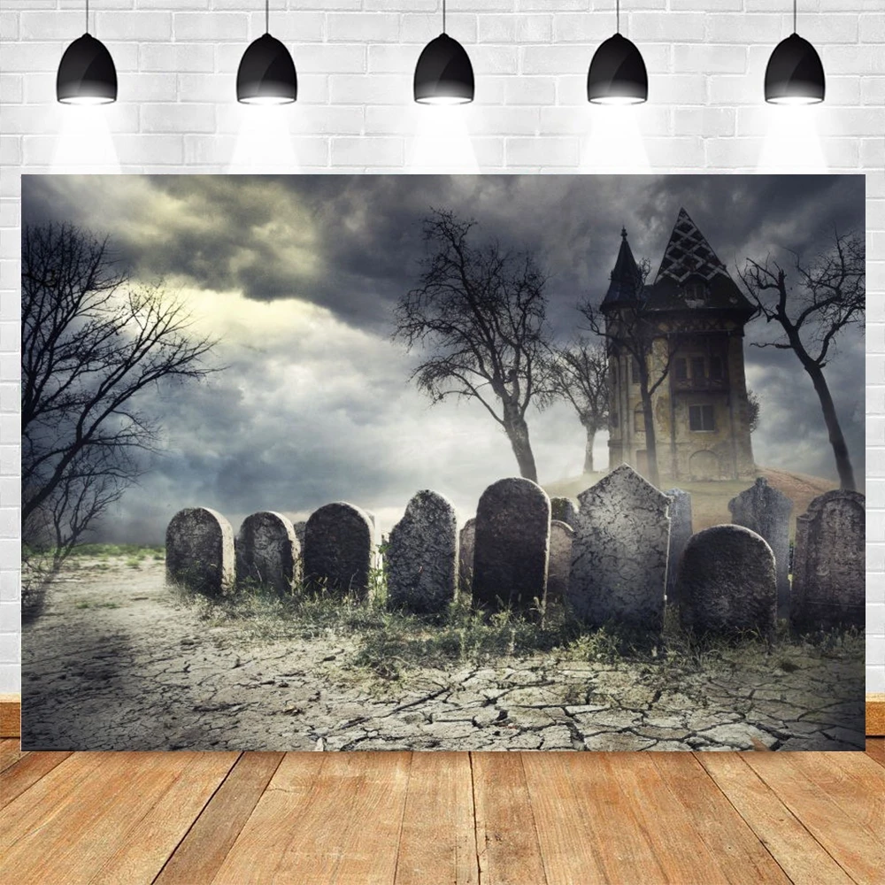 

Yeele Halloween Background Castle Tombstone Dry Land Festival Party Backdrop Baby Children Photography Photo Studio Photophone