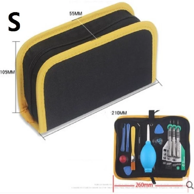 CAMMITEVER Yellow Edges Tool Bag Electrician Canvas Repair Soldering Iron Chisel Roll Electrical Tools Utility Bag Pouch Pocket