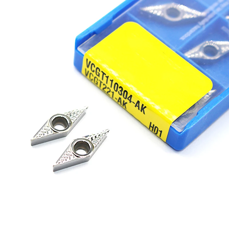 10 PCS VCGT110302 AK H01 เครื่องกลึงใส่อลูมิเนียมแทรก VCGT110304 เปลี่ยนแทรกสำหรับภายใน CNC toolholder มีดใบมีด