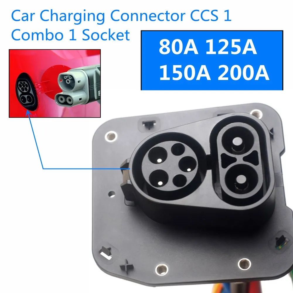 

Car Charging Connector CCS 1 Combo 1 Socket DC EV Charger 80A 125A 150A 200A IEC 62196-3 Inlet With I Meter Cable