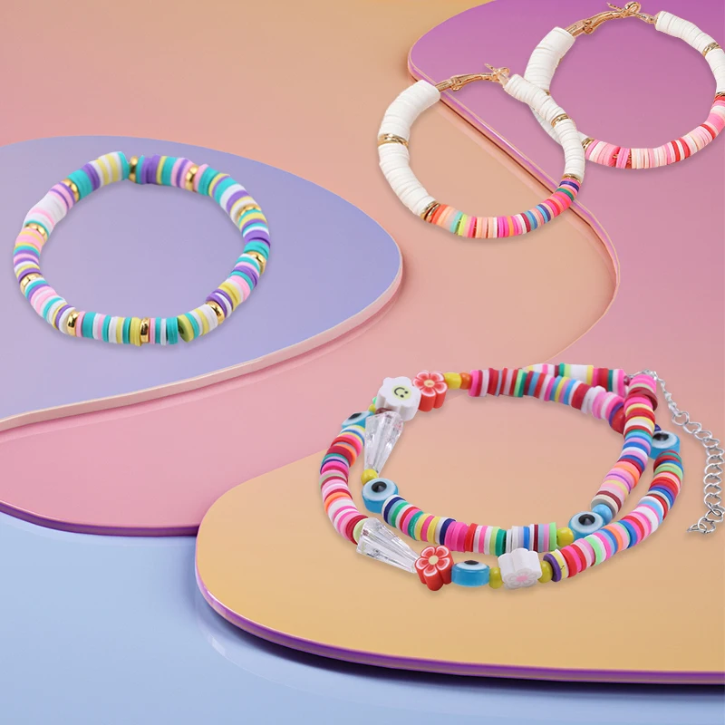 2 Box mit 24 Regenbogenfarbenen Tonperlen, Armbandherstellungsset für die Schmuckherstellung, Buchstabenperlen-Zubehör-Set, DIY handgefertigte Lieferungen – Detail 6