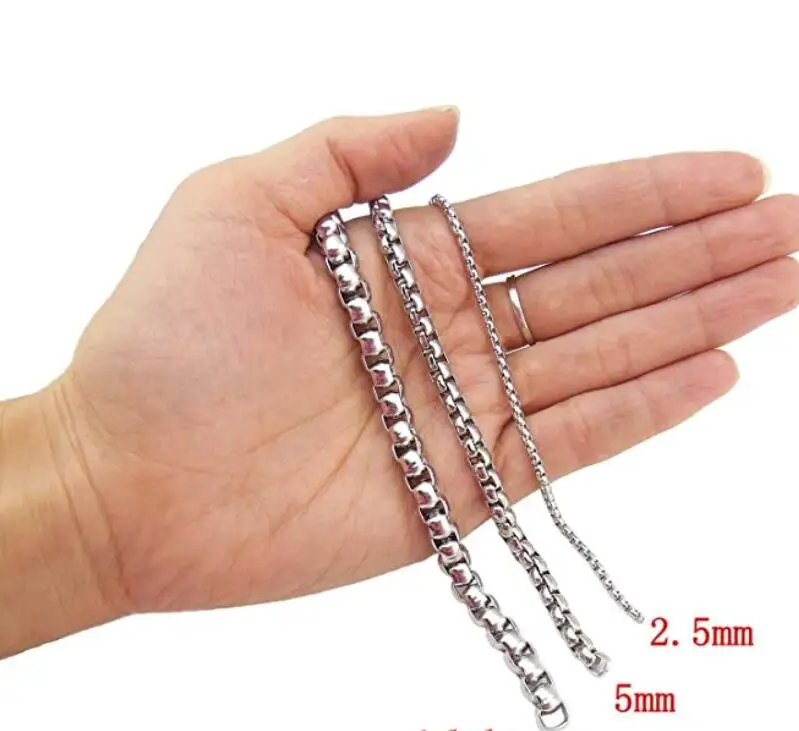 10meters Lot 2.5/3/3.5/4/5mm Stainless Steel Square Shaped Long Chains Findings Fit Jewelry Making DIY Necklace Silver